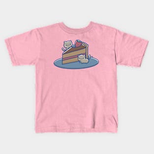 kawaii cake with kitten Kids T-Shirt